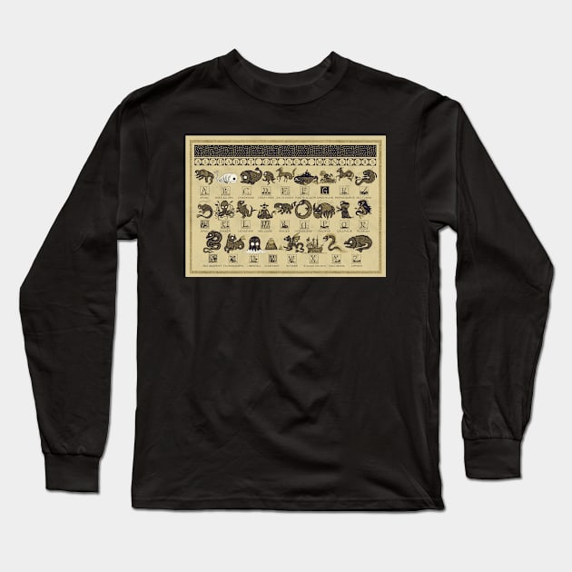 Alphabet of Sea Monsters Long Sleeve T-Shirt by djrbennett